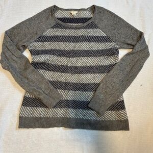 J. Crew Wool Blend Gray Sweater-Intarsia Zigzag Design, Long Sleeve Sz L.